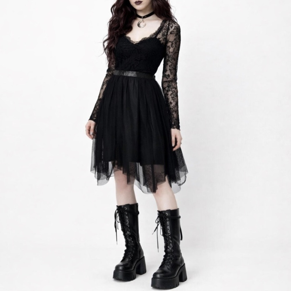 Zara Women's Black Whimsigoth Fairycore Asymmetrical Tulle Gauze Skirt Size M